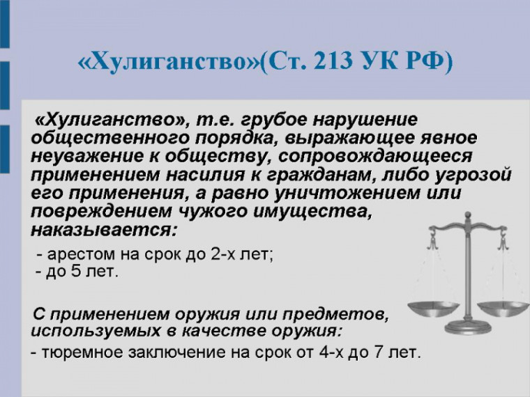 Уголовная ответственность за хулиганство. Уголовная ответственность за хулиганство.